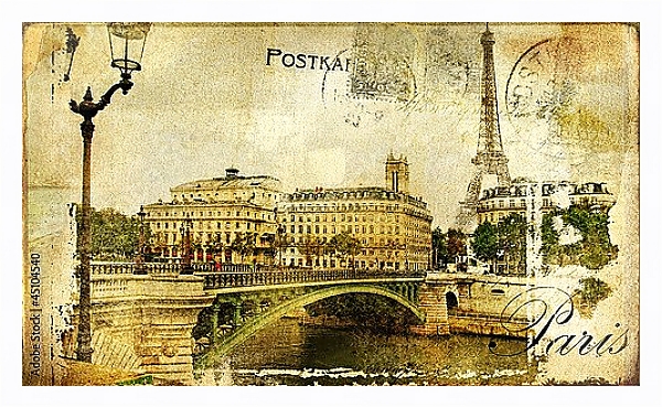 Постер Воспоминания о Париже с типом исполнения На холсте в раме в багетной раме 221-03