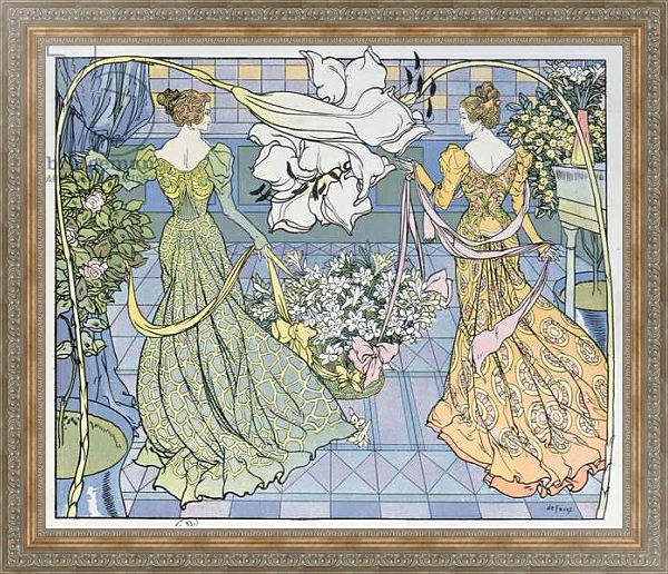Постер Women surrounded by flowers, c. 1900 с типом исполнения На холсте в раме в багетной раме 484.M48.310