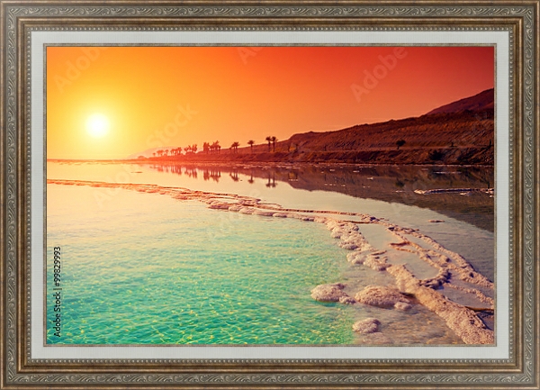 Постер  Восход солнца над Мёртвым морем с типом исполнения На холсте в раме в багетной раме 595.M52.330