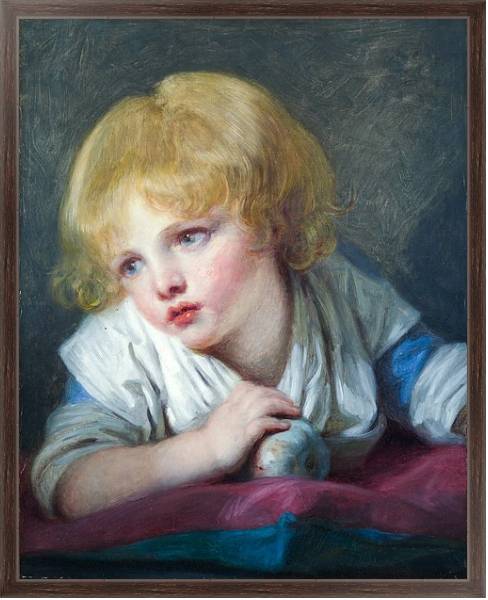 Постер Ребенок с яблоком с типом исполнения На холсте в раме в багетной раме 221-02
