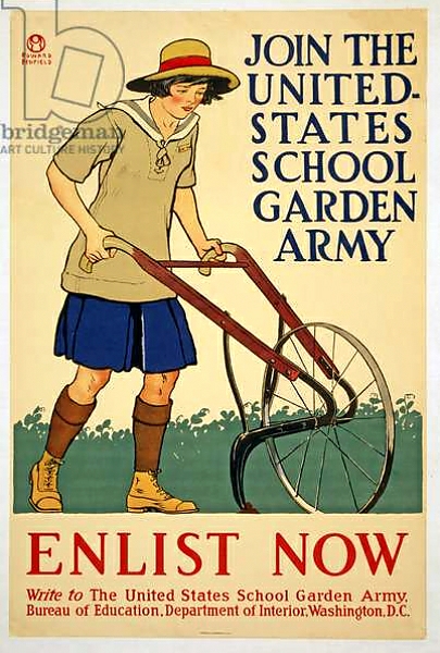 Постер Join the United States School Garden Army - Enlist now, 1918 с типом исполнения На холсте без рамы