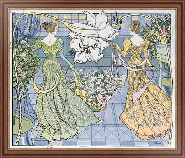 Постер Women surrounded by flowers, c. 1900 с типом исполнения На холсте в раме в багетной раме 35-M719P-83