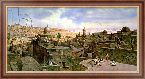 Постер A View of Jerusalem, with the Dome of the Holy Rock, 1864 с типом исполнения На холсте в раме в багетной раме 35-M719P-83
