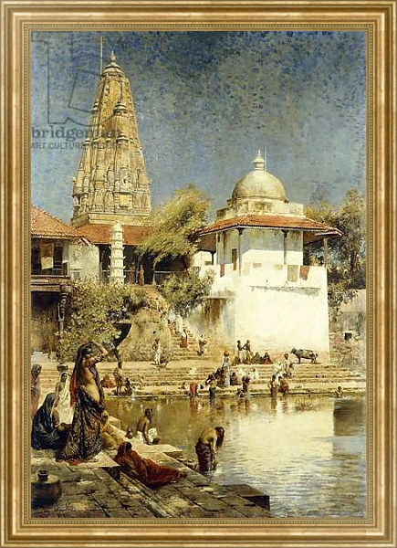 Постер The Ganges at Benares, с типом исполнения На холсте в раме в багетной раме NA033.1.051
