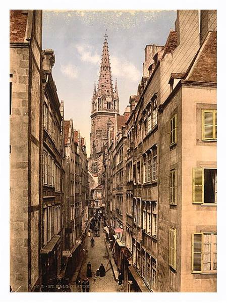 Постер Франция. Сен-Мало, главная улица с типом исполнения На холсте в раме в багетной раме 221-03