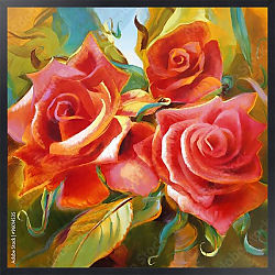 Постер Три красных розы в вазе 