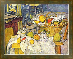 Постер Сезанн Поль (Paul Cezanne) Натюрморт с корзиной для фруктов
