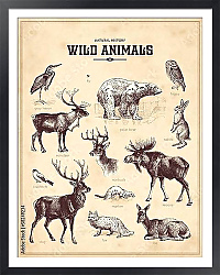 Постер Ретро постер с дикими животными