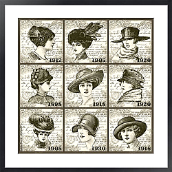 Постер Ретро коллекция женских шляпок