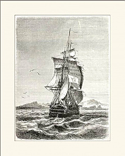 Постер Frigate Novara of the Austro-Hungarian Navy. Created by Jules Noel, published on Le Tour du Monde, P Постер Frigate Novara of the Austro-Hungarian Navy. Created by Jules Noel, published on Le Tour du Monde, P