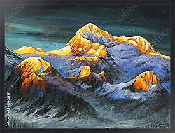 Постер Снежные вершины гор на закате 1