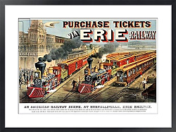 Постер Курье Н. The American Railway Scene at Hornellsville, Erie Railway