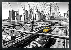 Постер США, Нью-Йорк. Taxi cab crossing the Brooklyn Bridge