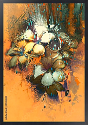 Постер Цветы на оранжевом фоне