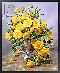Постер Уильямс Альберт (совр) Bright Smile - Roses in a Silver Vase