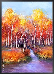 Постер Осенний березовый лес