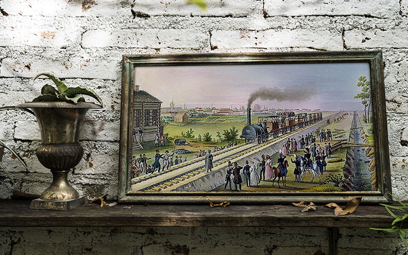 Картина с открытием первой железной дороги в подарок железнодорожнику