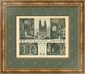 Постер Гравюра Интерьеры готической церкви в раме Постер Гравюра Интерьеры готической церкви в раме