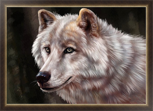 Постер в раме Белый волк, портрет