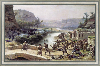 Картина на холсте Бой у Иваново-Чифлик 2 октября 1877 года. 1887