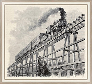 Постер Union Pacific railroad. Original, created by Blanchard, was published on L'Illustration, Journal Uni