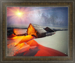 Постер в раме Заснеженные домики в горах