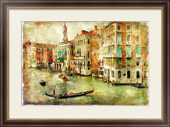Улицы старой Венеции в раме с паспарту