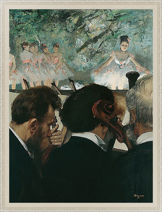 Музыканты оркестра, картина Эдгара Дега в раме