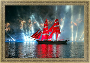 Постер в раме Россия, Санкт-Петербург. Огни Алых Парусов