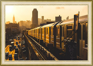 Постер США, Нью-Йорк. Subway Train at Sunset