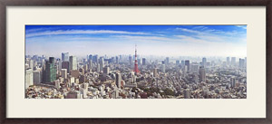 Постер под стеклом Япония, Токио. Панорама в ясный солнечный день