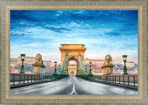 Картина в раме Венгрия, Будапешт. Асфальт Цепного моста