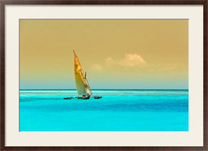 Постер под стеклом Парусник в бирюзовых водах острова Занзибар