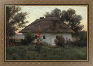Репродукция картины Украинский пейзаж с хатой
