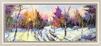 Постер на холсте Закат в зимнем лесу Постер на холсте Закат в зимнем лесу